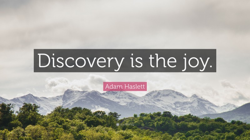 Adam Haslett Quote: “Discovery is the joy.”
