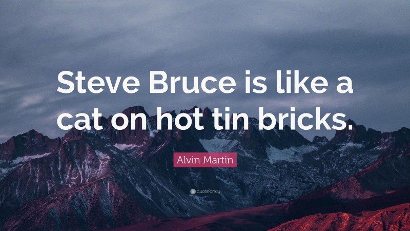 Alvin Martin Quote: “Steve Bruce is like a cat on hot tin bricks.”