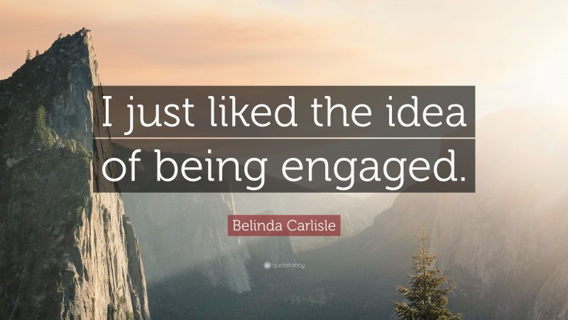 Belinda Carlisle Quote: “I just liked the idea of being engaged.”