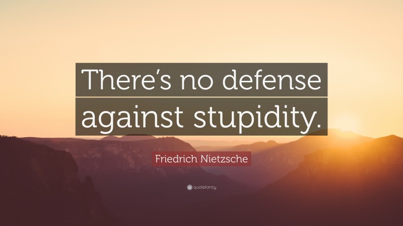 Friedrich Nietzsche Quote: “There’s no defense against stupidity.”