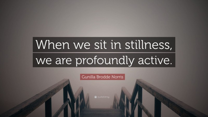 Gunilla Brodde Norris Quote: “When we sit in stillness, we are profoundly active.”