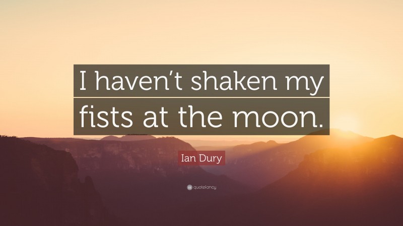 Ian Dury Quote: “I haven’t shaken my fists at the moon.”