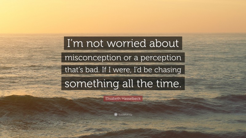 Elisabeth Hasselbeck Quote: “I’m not worried about misconception or a perception that’s bad. If I were, I’d be chasing something all the time.”