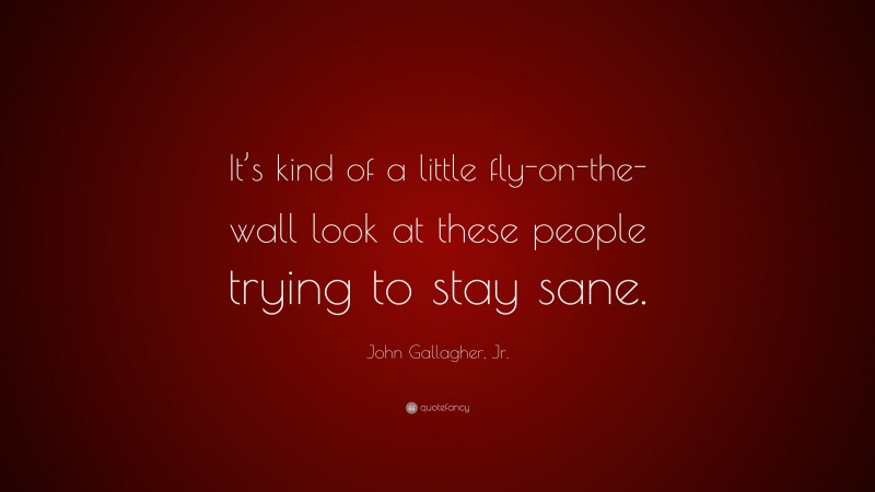 John Gallagher, Jr. Quote: “It’s kind of a little fly-on-the-wall look at these people trying to stay sane.”