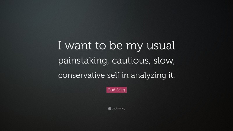 Bud Selig Quote: “I want to be my usual painstaking, cautious, slow, conservative self in analyzing it.”