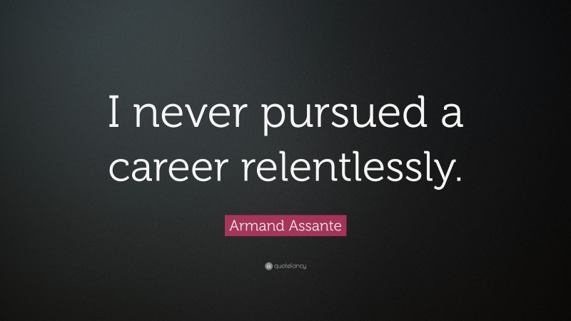 Armand Assante Quote: “I never pursued a career relentlessly.”