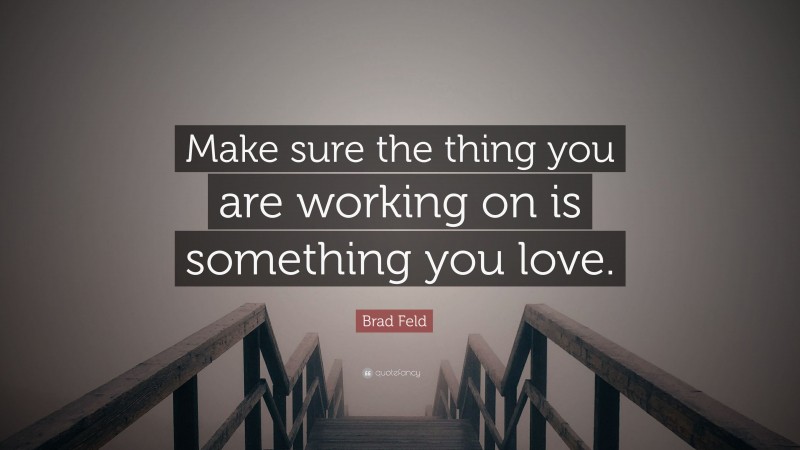 Brad Feld Quote: “Make sure the thing you are working on is something you love.”