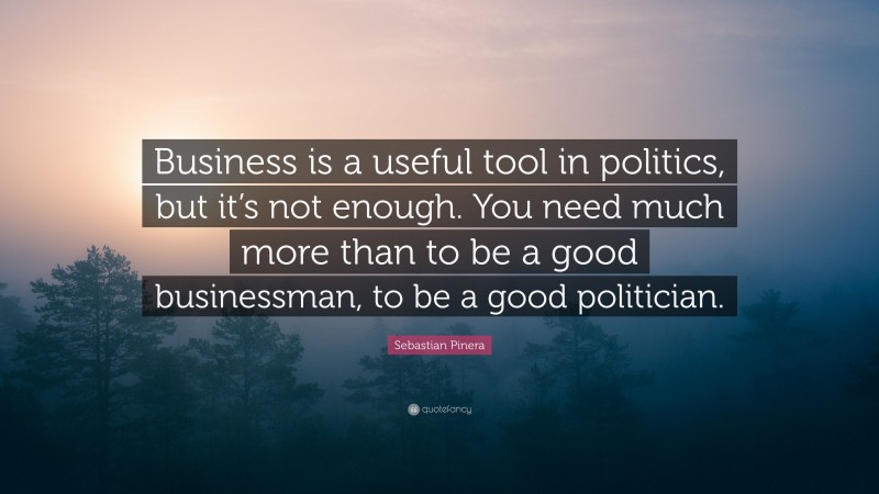Sebastian Pinera Quote: “Business is a useful tool in politics, but it’s not enough. You need much more than to be a good businessman, to be a good politician.”