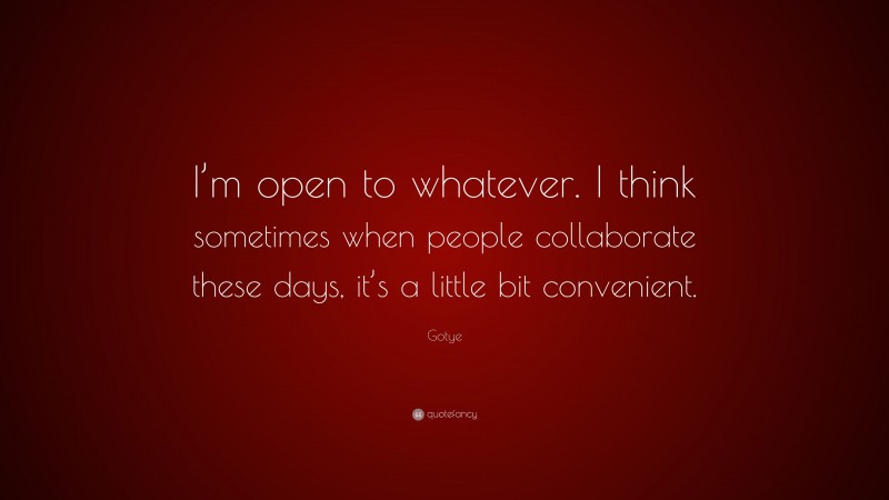 Gotye Quote: “I’m open to whatever. I think sometimes when people collaborate these days, it’s a little bit convenient.”