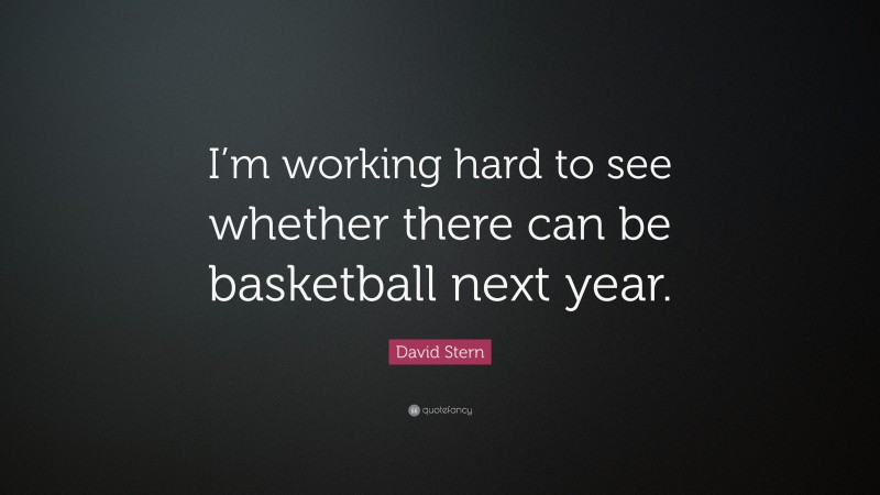 David Stern Quote: “I’m working hard to see whether there can be basketball next year.”