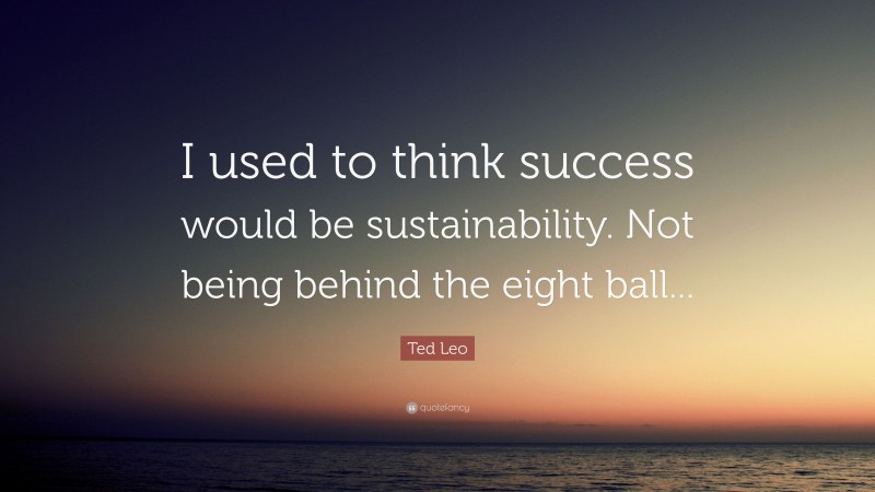 Ted Leo Quote: “I used to think success would be sustainability. Not being behind the eight ball...”
