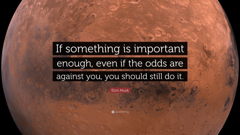 Elon Musk Quote: “If something is important enough, even if the odds are against you, you should still do it.”