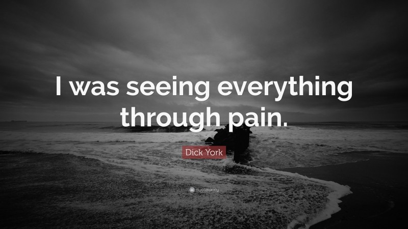 Dick York Quote: “I was seeing everything through pain.”