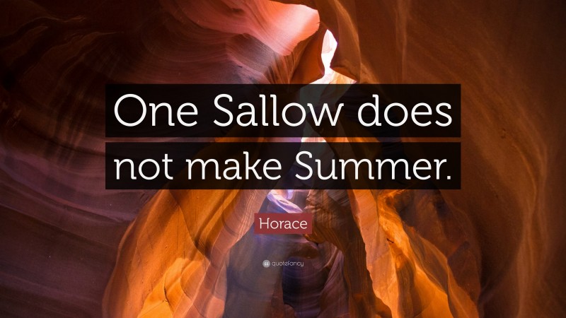 Horace Quote: “One Sallow does not make Summer.”