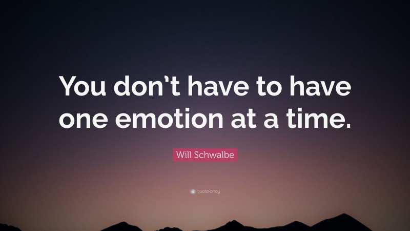 Will Schwalbe Quote: “You don’t have to have one emotion at a time.”