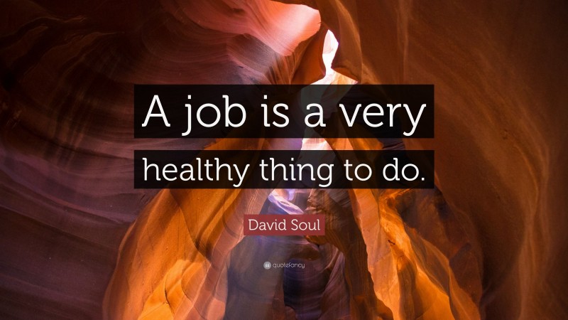 David Soul Quote: “A job is a very healthy thing to do.”