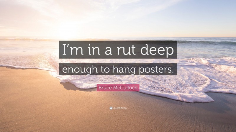 Bruce McCulloch Quote: “I’m in a rut deep enough to hang posters.”