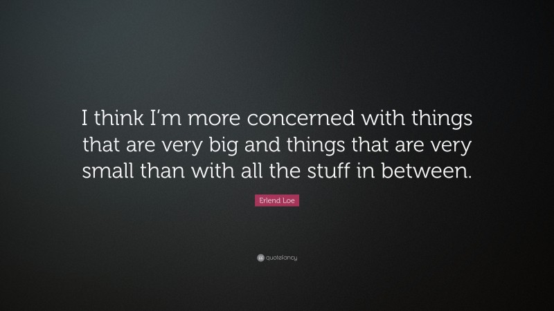 Erlend Loe Quote: “I think I’m more concerned with things that are very big and things that are very small than with all the stuff in between.”