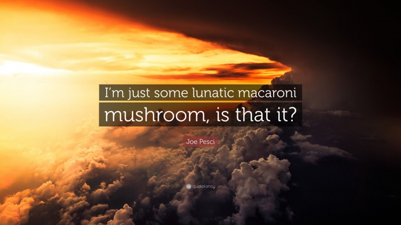 Joe Pesci Quote: “I’m just some lunatic macaroni mushroom, is that it?”