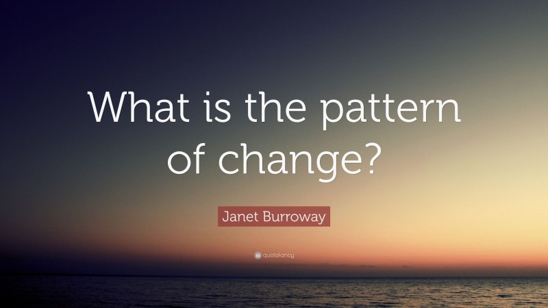 Janet Burroway Quote: “What is the pattern of change?”