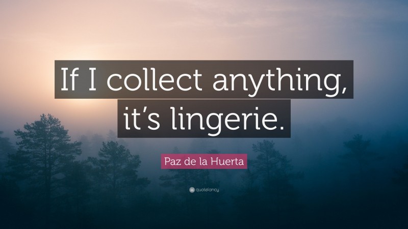 Paz de la Huerta Quote: “If I collect anything, it’s lingerie.”