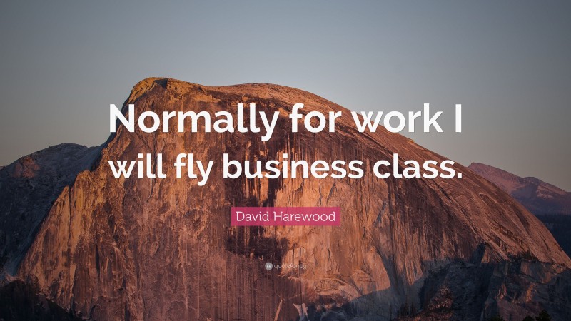 David Harewood Quote: “Normally for work I will fly business class.”