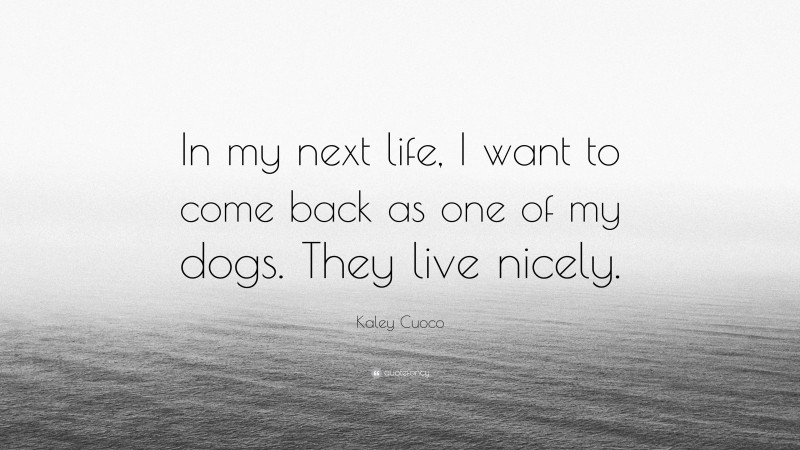 Kaley Cuoco Quote: “In my next life, I want to come back as one of my dogs. They live nicely.”