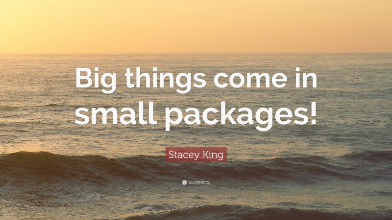Stacey King Quote: “Big things come in small packages!”