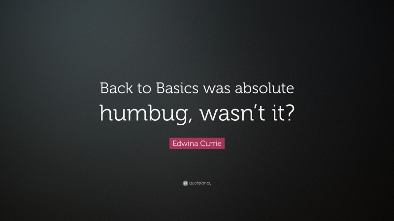 Edwina Currie Quote: “Back to Basics was absolute humbug, wasn’t it?”