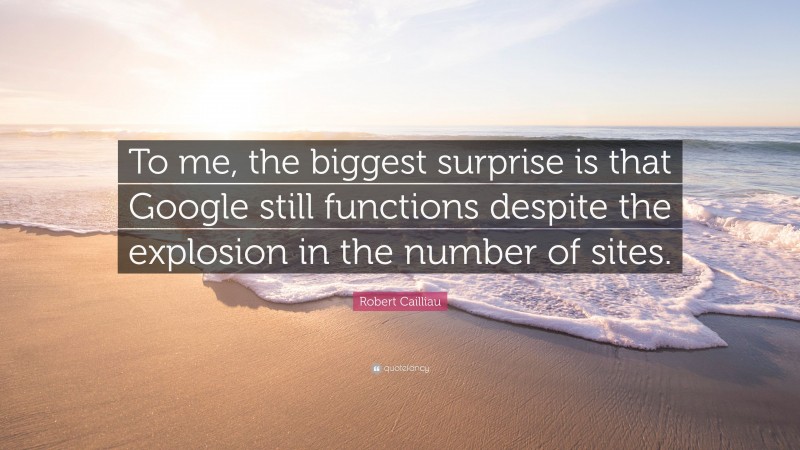 Robert Cailliau Quote: “To me, the biggest surprise is that Google still functions despite the explosion in the number of sites.”