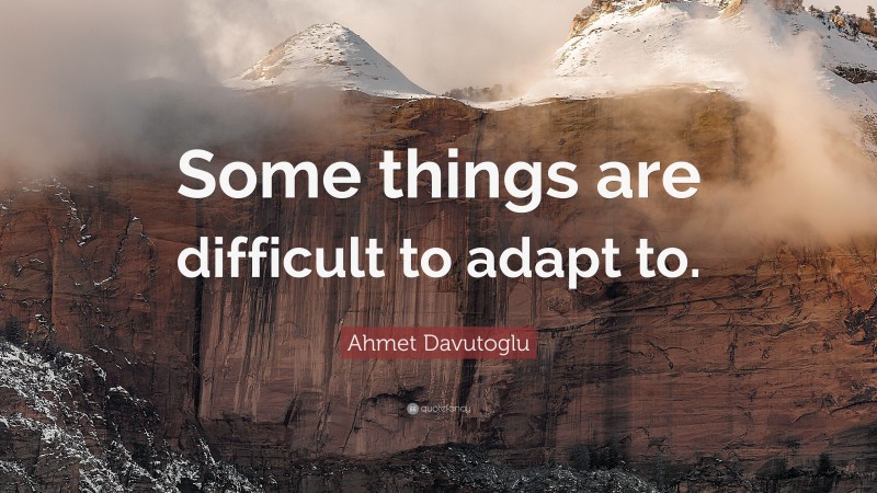 Ahmet Davutoglu Quote: “Some things are difficult to adapt to.”