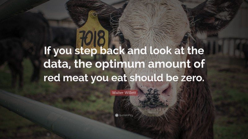 Walter Willett Quote: “If you step back and look at the data, the optimum amount of red meat you eat should be zero.”