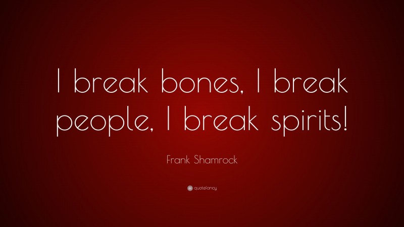 Frank Shamrock Quote: “I break bones, I break people, I break spirits!”