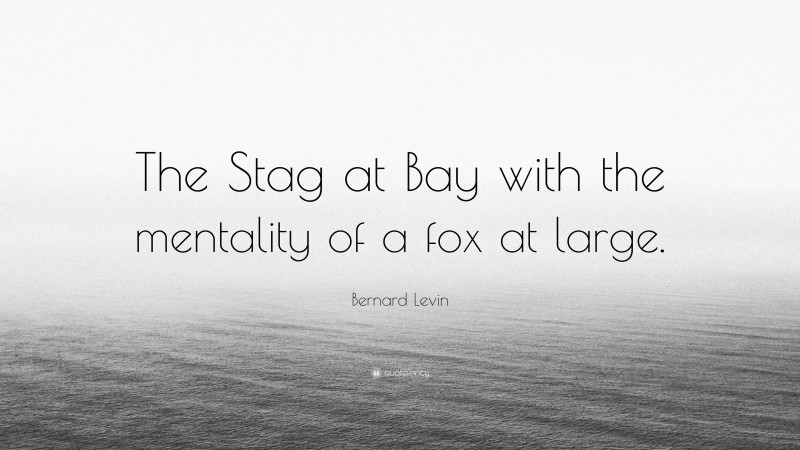 Bernard Levin Quote: “The Stag at Bay with the mentality of a fox at large.”