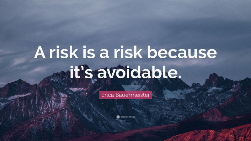 Erica Bauermeister Quote: “A risk is a risk because it’s avoidable.”