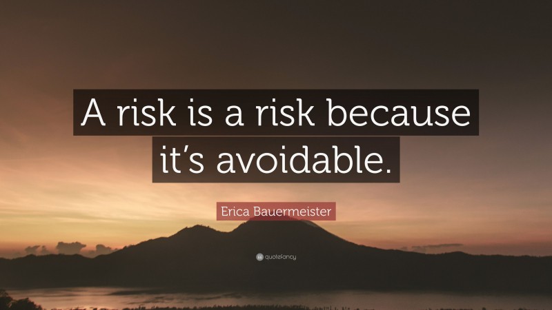 Erica Bauermeister Quote: “A risk is a risk because it’s avoidable.”