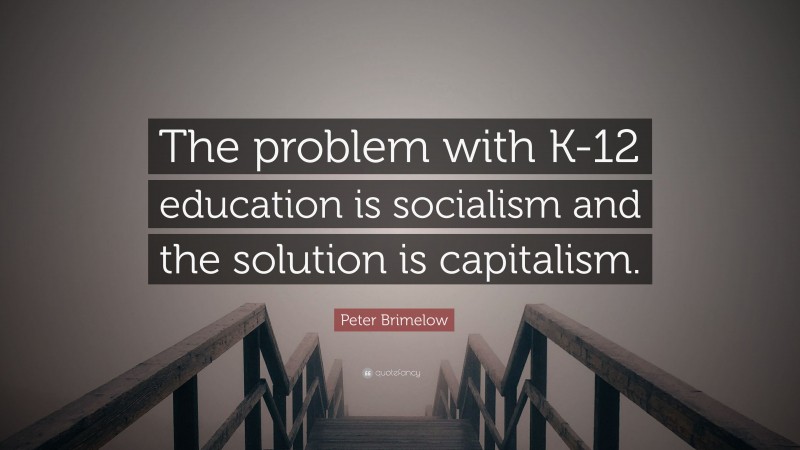 Peter Brimelow Quote: “The problem with K-12 education is socialism and the solution is capitalism.”