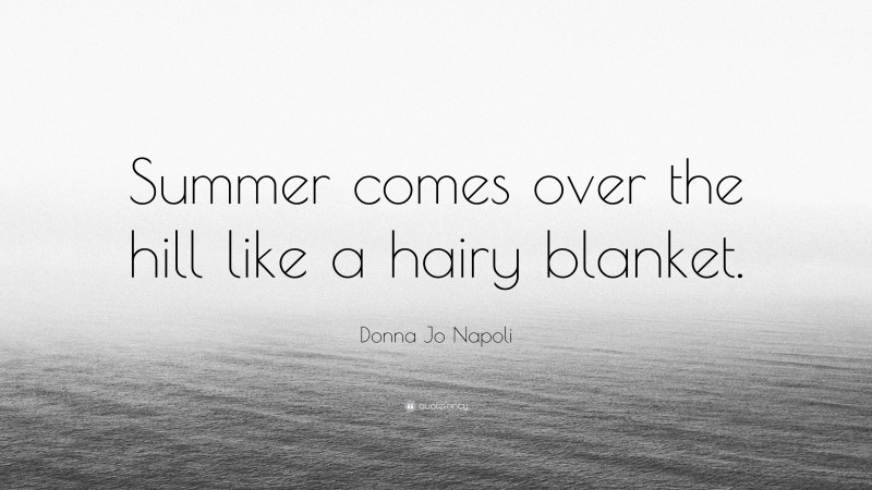 Donna Jo Napoli Quote: “Summer comes over the hill like a hairy blanket.”