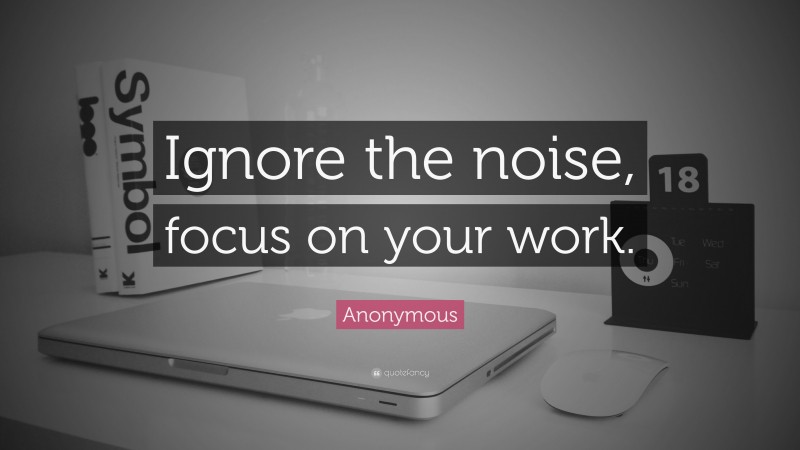 Anonymous Quote: “Ignore the noise, focus on your work.”