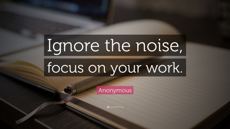Anonymous Quote: “Ignore the noise, focus on your work.”