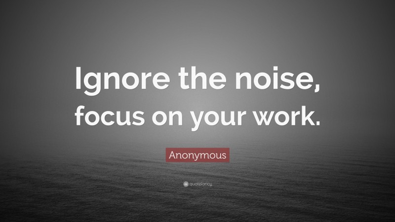 Anonymous Quote: “Ignore the noise, focus on your work.”