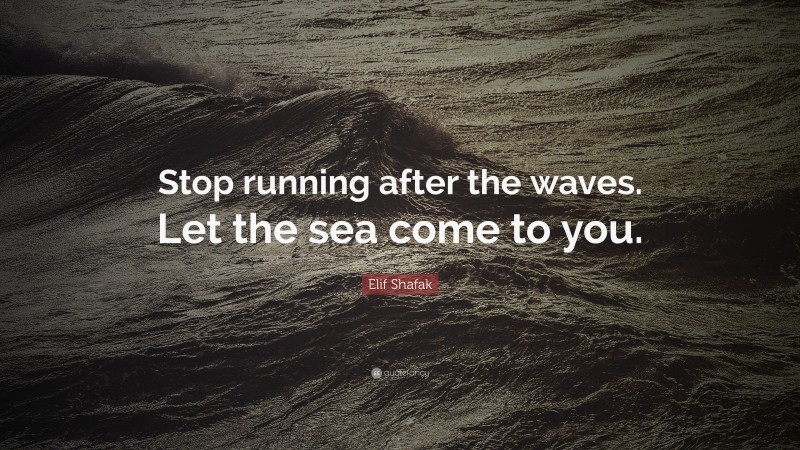 Elif Shafak Quote: “Stop running after the waves. Let the sea come to you.”