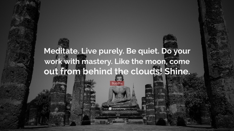 Buddha Quote: “Meditate. Live purely. Be quiet. Do your work with mastery. Like the moon, come out from behind the clouds! Shine.”