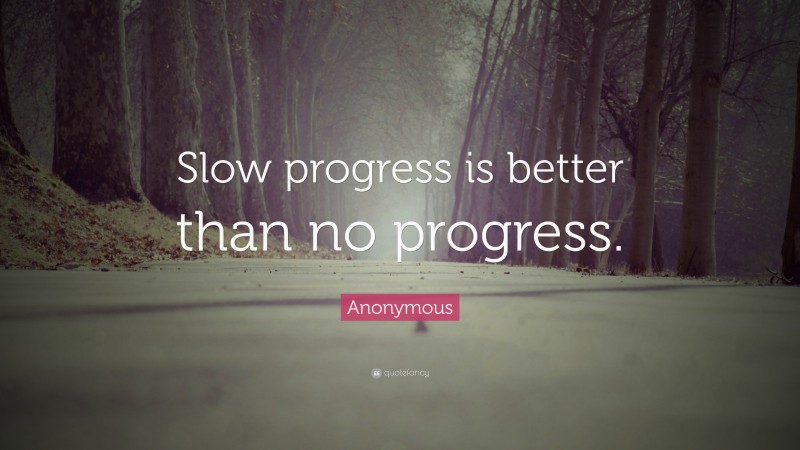 Anonymous Quote: “Slow progress is better than no progress.”