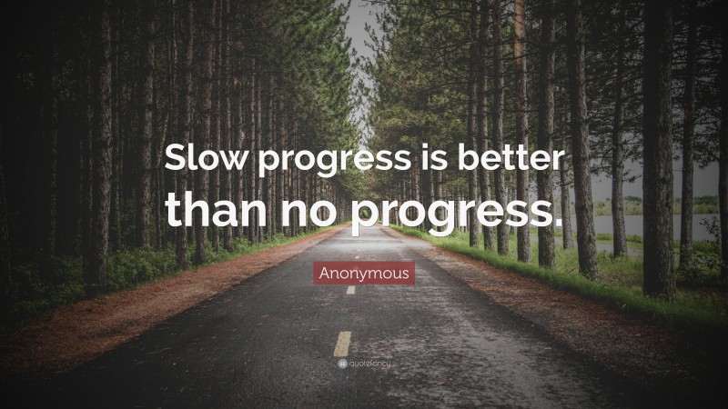 Anonymous Quote: “Slow progress is better than no progress.”
