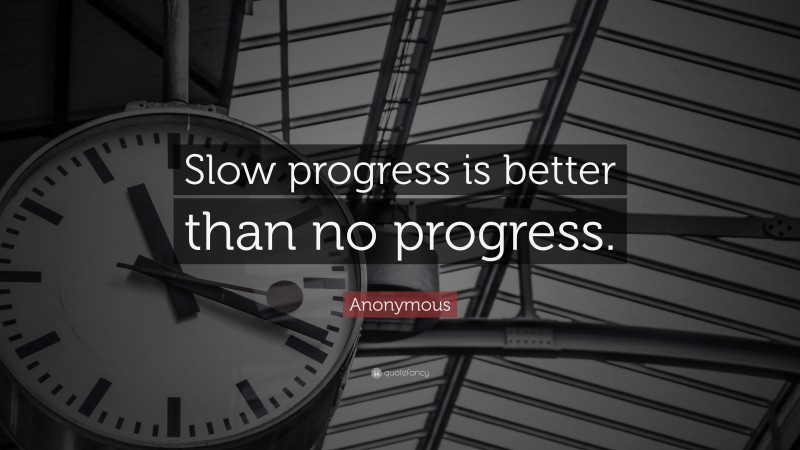 Anonymous Quote: “Slow progress is better than no progress.”