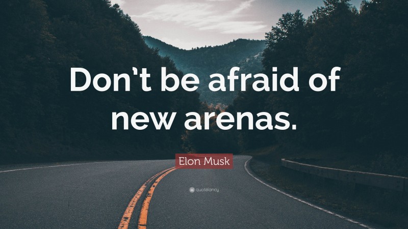 Elon Musk Quote: “Don’t be afraid of new arenas.”