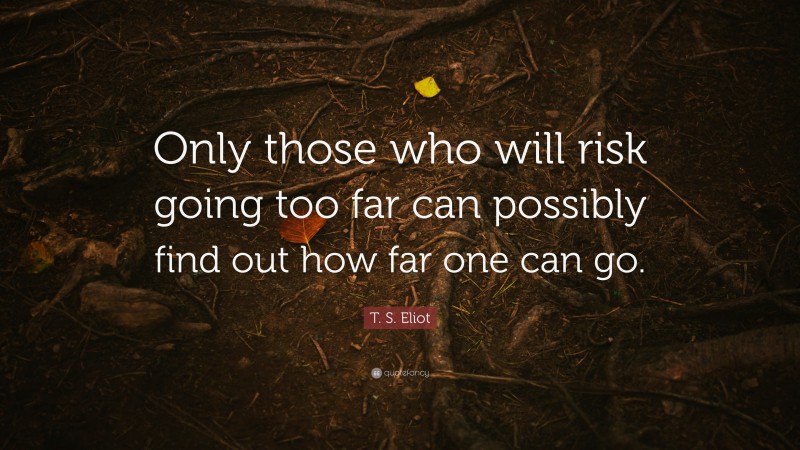 T. S. Eliot Quote: “Only those who will risk going too far can possibly find out how far one can go.”