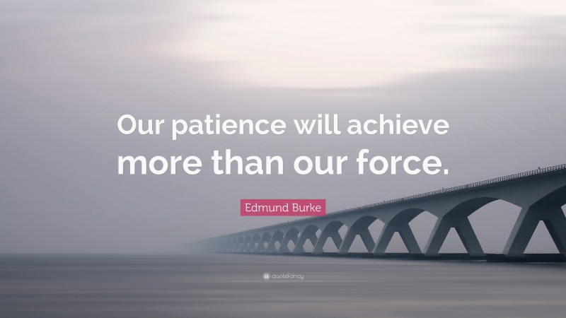 Edmund Burke Quote: “Our patience will achieve more than our force.”