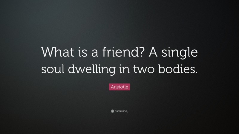 Aristotle Quote: “What is a friend? A single soul dwelling in two bodies.”